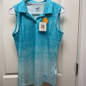 Women’s Puma Gradient Sleeveless Polo. Small, blue.